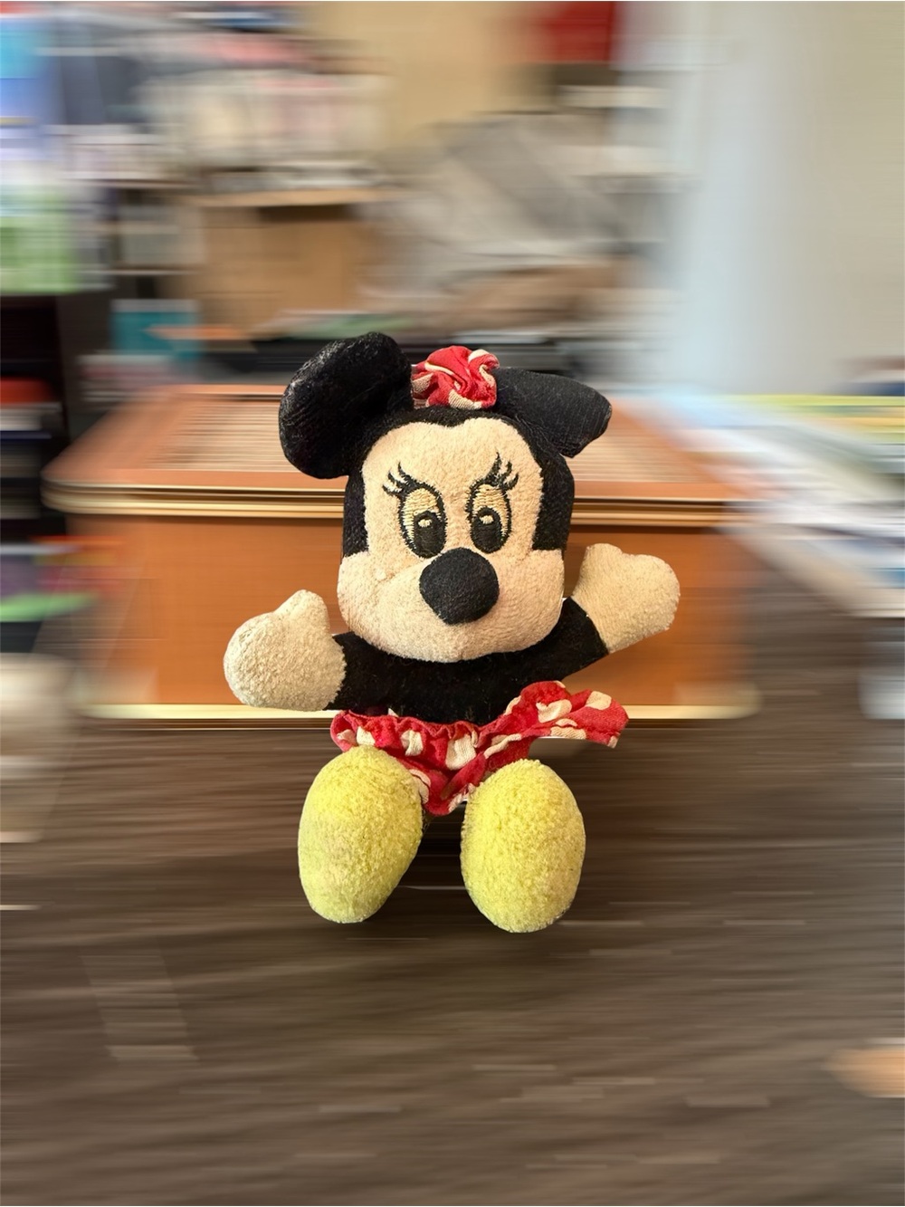 Classic Minnie-Inspired Plush Toy in Black, Red & Yellow